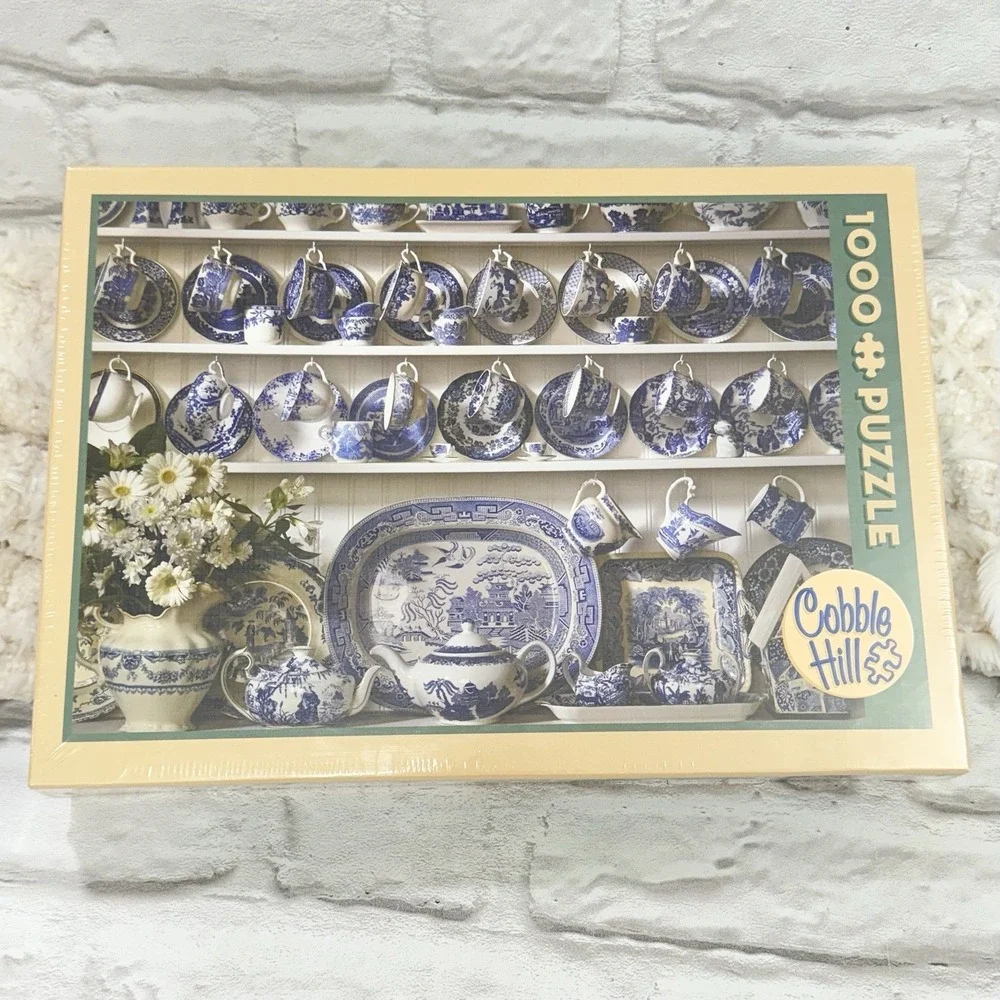 Cobble Hill Jigsaw Puzzles Deluxe 1000 Piece Puzzle TEA CUPS CHINA Hutch - NEW